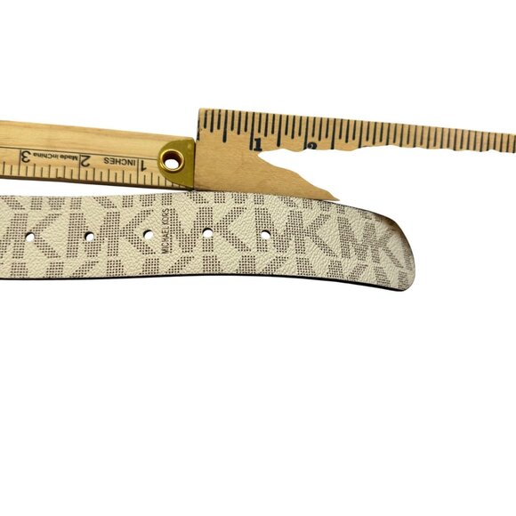 Michael Kors Logo-Print Belt With Gold-Tone Buckle & Chain Accent Size Medium - Picture 5 of 7